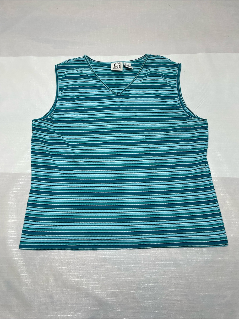 Vintage 1980’s Striped Sleeveless Top - Blue Sz: Large